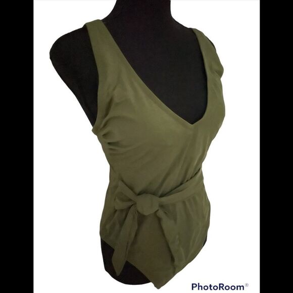 NEW with tags Shade & Shore green one piece swimsuit with tie,adjustable straps - Picture 5 of 8